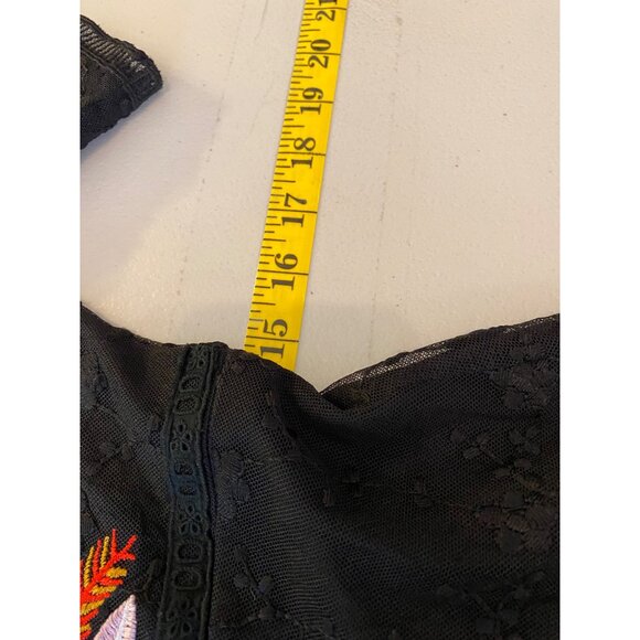 Embroidered Black Lace Shift Dress Floral Pattern Medium - Picture 10 of 12